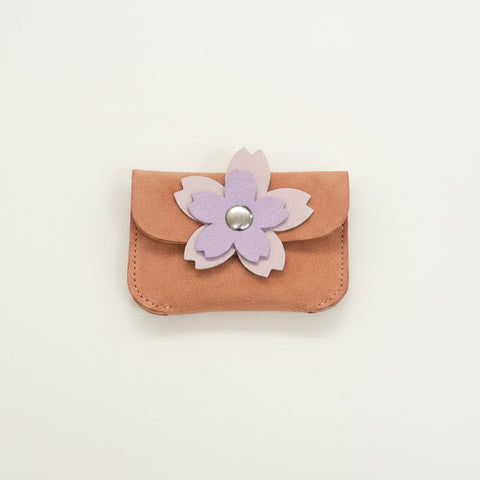 Floral Suede & Leather Card Pouch