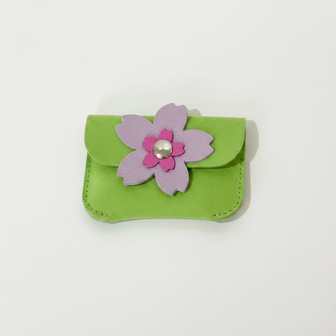 Floral Suede & Leather Card Pouch