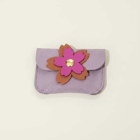 Floral Suede & Leather Card Pouch