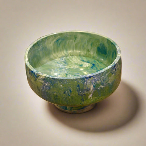 Resin Footed Bowl, Green