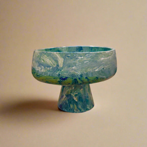 Resin Footed Bowl, Green