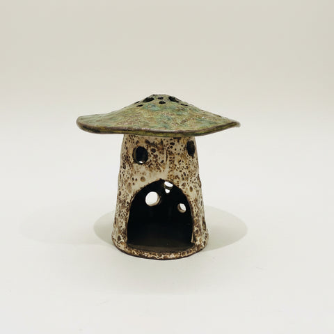 Ceramic Mushroom Luminary, Olive