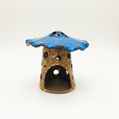 Ceramic Mushroom Luminary, Blue