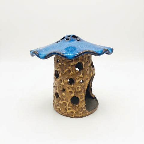 Ceramic Mushroom Luminary, Blue
