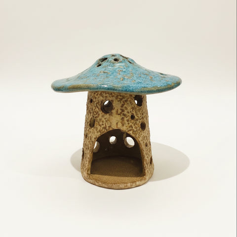 Ceramic Mushroom Luminary, Teal