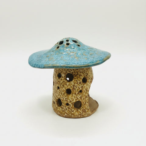 Ceramic Mushroom Luminary, Teal