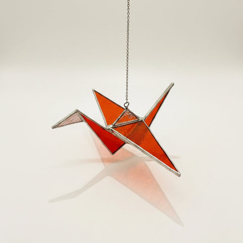 Origami Crane Stained Glass Suncatcher