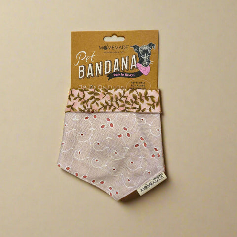 Upcycled Dog Bandana, Lace Eyelet/Garden Vine (SM)