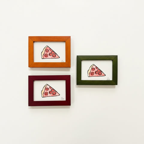 Framed Mini Block Print, Pizza Slice