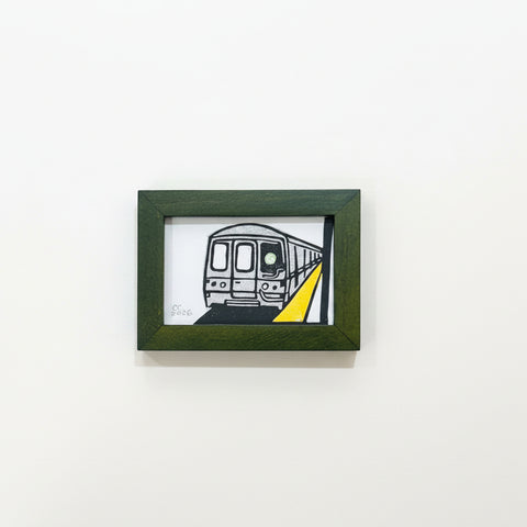 Framed Mini Block Print, G Train