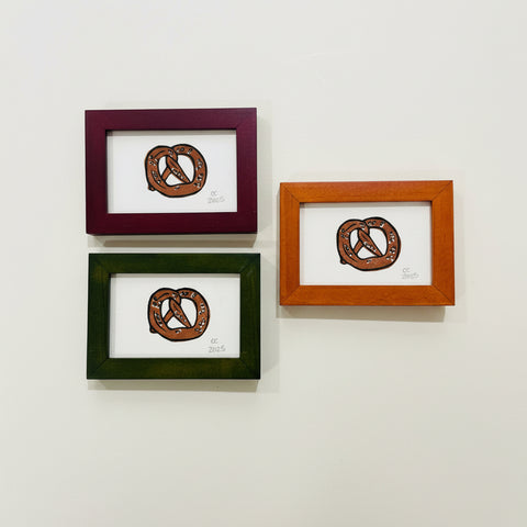 Framed Mini Block Print, Pretzel