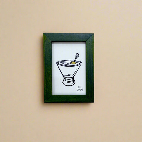 Small framed block print of a martini cocktail