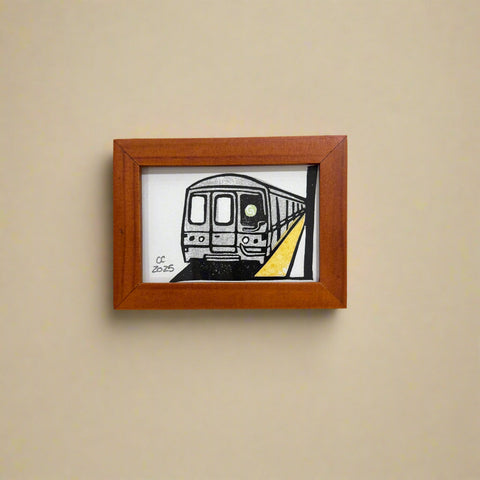 Framed Mini Block Print, G Train