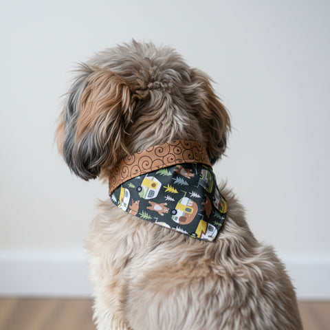 Upcycled Dog Bandana, Happy Camper