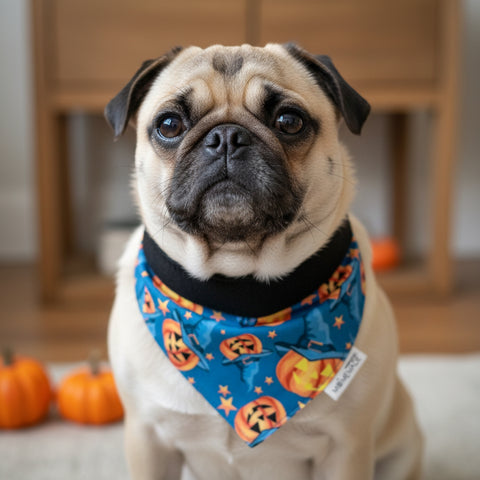 Upcycled Dog Bandana, Jack-O-Lantern