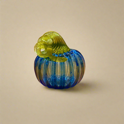 Blue glass pumpkin sculpture 