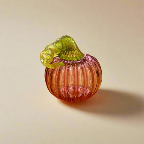 Pink glass pumpkin with green top