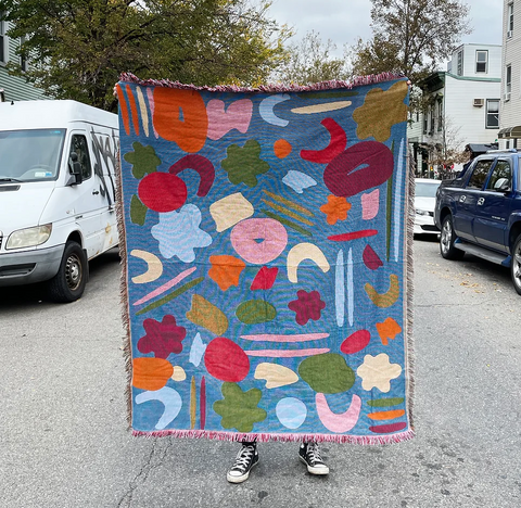 Blue Play Shapes Woven Blanket