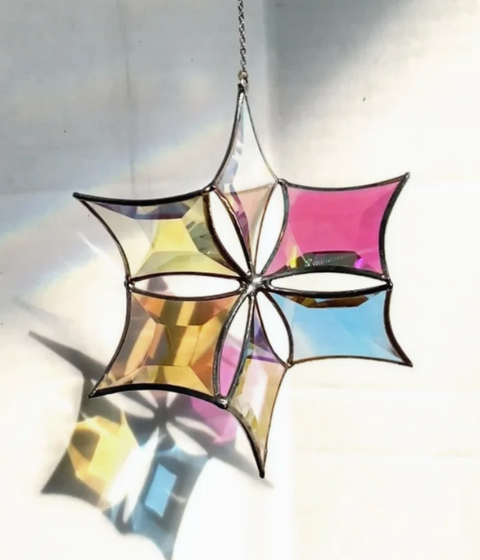 Dichroic Beveled Glass Star Sun Catcher
