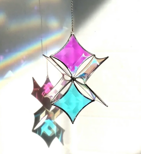 Dichroic Beveled Glass Star Sun Catcher