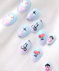 Nail art designs on a white background