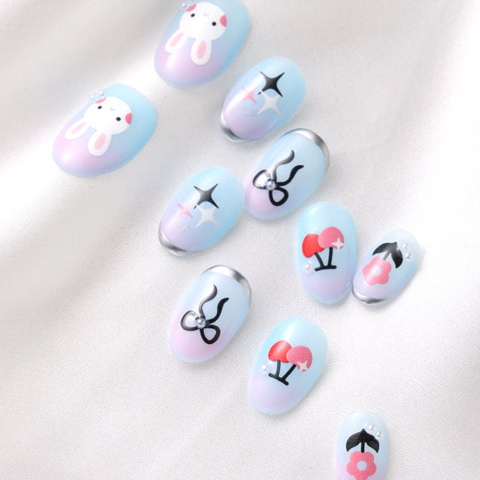 Nail art designs on a white background