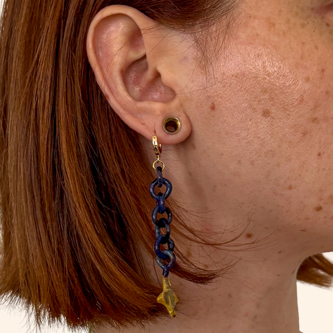 Star Chain Earrings, Purple