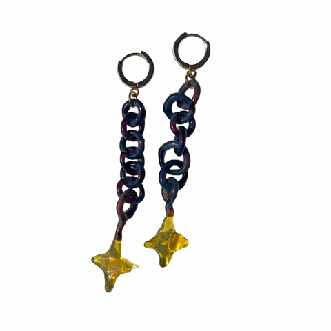 Star Chain Earrings, Purple