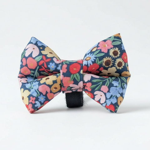 Dark Floral Dog Bowtie