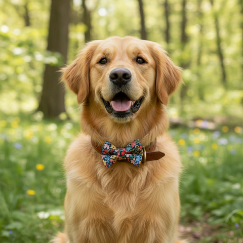Dark Floral Dog Bowtie