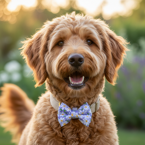 Purple Daisy Dog Bowtie