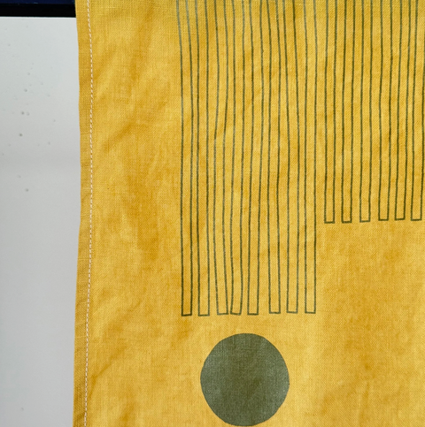 Hand Printed Napkin, Metallic Olive Stack