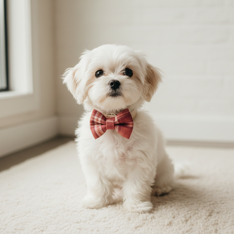 Strawberry Jam Plaid Dog Bowtie