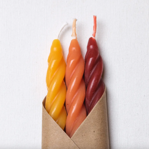 Sunrise Beeswax Spiral Taper Candle Set