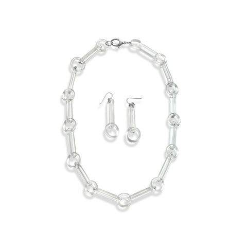 Glass Long Link Chain Necklace