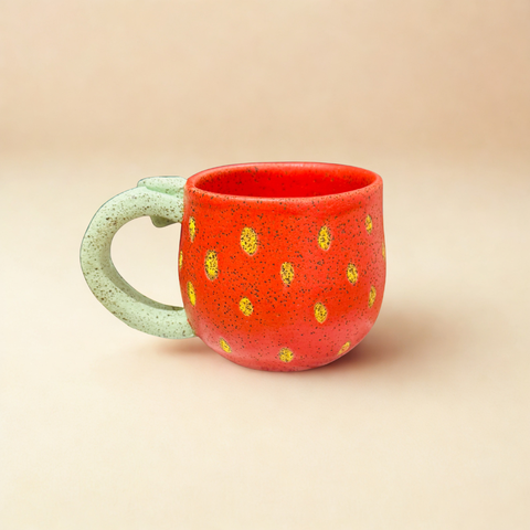Strawberry Mug, Green handle