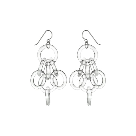 Glass Cluster Chain Earrings