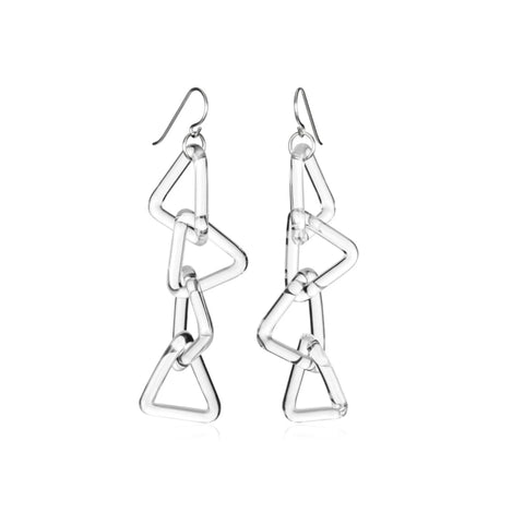Glass Triangle Chain Earrings