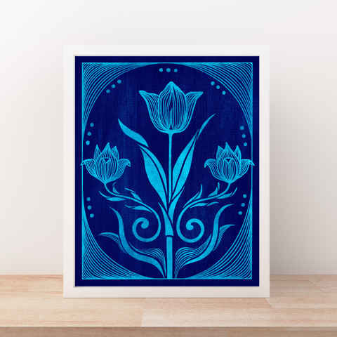 Blue Flowers Print