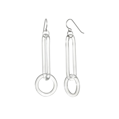 Glass Long Link Chain Earrings