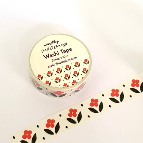 Red Floral Decorative Washi Tape