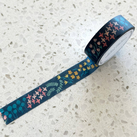 Decorative tape with floral pattern on a textured surface