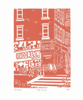 Brooklyn Coffee Shop Linocut Print - The WonderMart