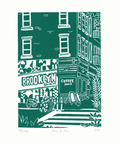 Brooklyn Coffee Shop Linocut Print - The WonderMart