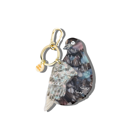Hand-painted Pigeon Bag Charm + Keychain