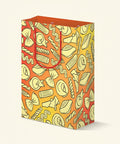 Gift bag with pasta pattern on a white background