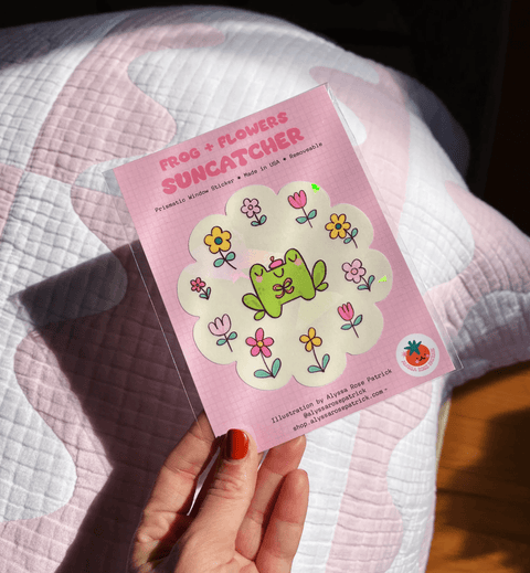 Frog & Flower Prismatic Sticker - The WonderMart