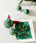Poinsettia in Evergreen Hand Painted Ornament - The WonderMart