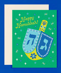 Retro Floral Dreidel Hanukkah Card - The WonderMart