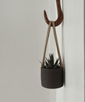 Ribbed Hanging Plant Pot - Black Clay - The WonderMart